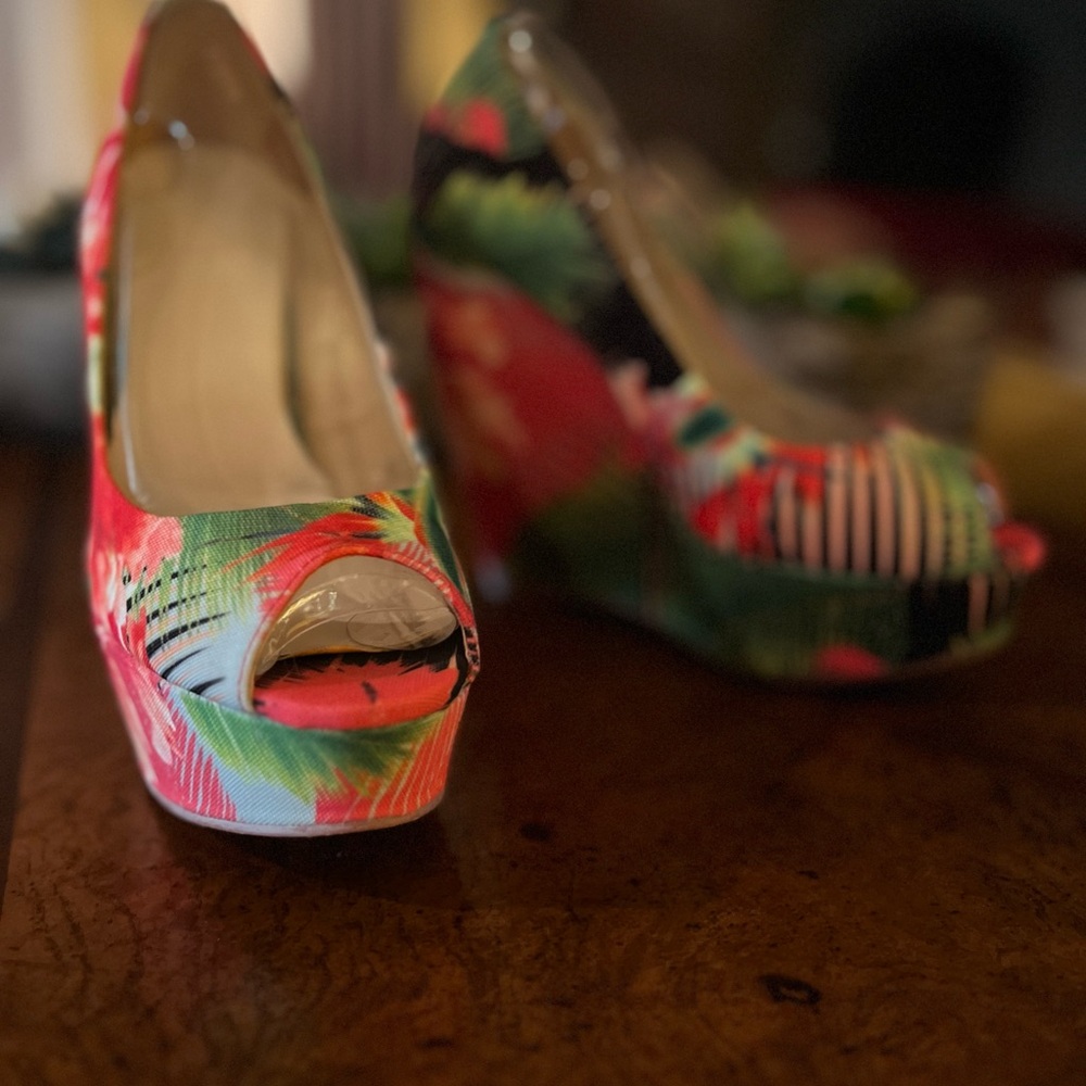 Colorful Aldo Platform Peep-Toe Heels